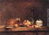 Jean Baptiste Simeon Chardin Canvas Paintings - Still-Life with Jar of Olives